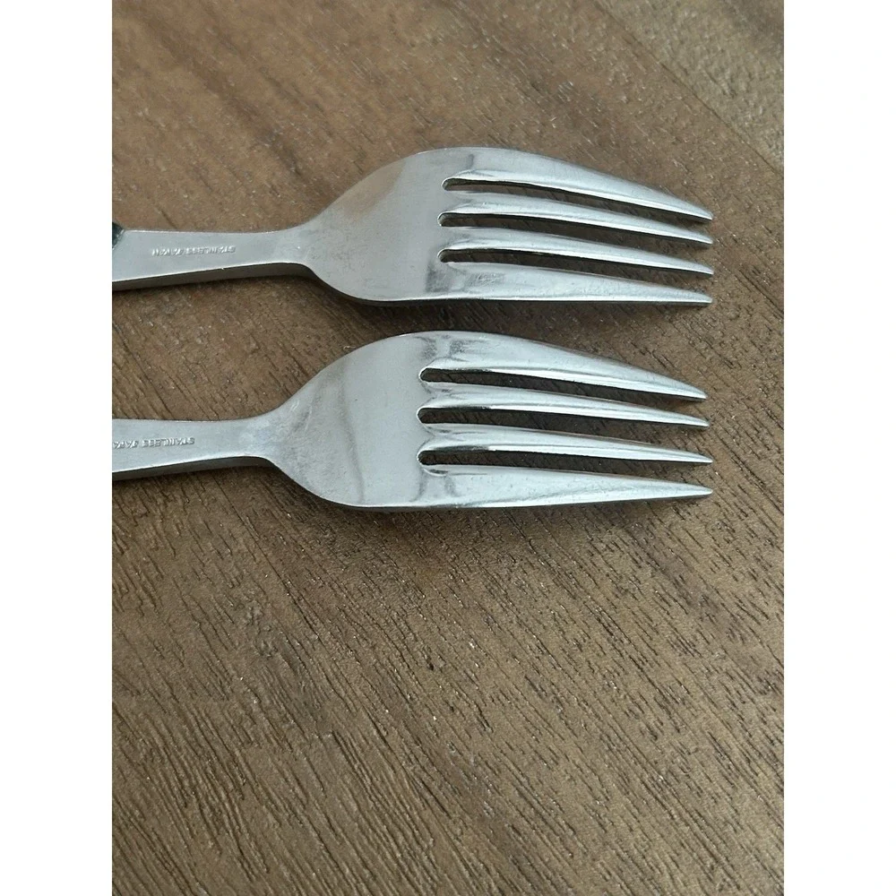 Vintage Mar-Crest Ebony 2 Dinner Forks MCFMCF3 Stainless Atomic Starburst‎ Japan